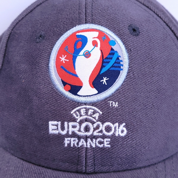 UEFA16 EURO2016 FRANCE Soccer Cap Dad Hat Gray Adjustable - Picture 2 of 6